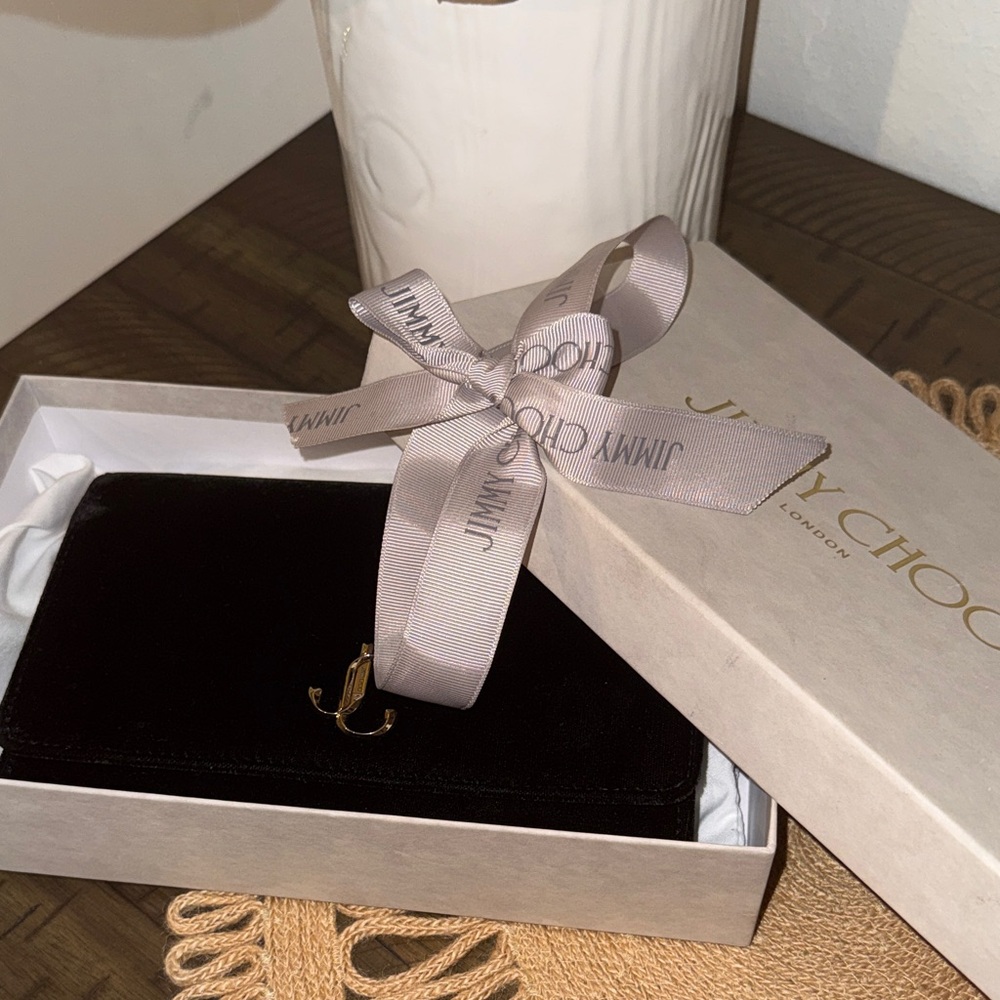 Jimmy Choo Black Velvet Clutch with Silver Logo - Picture 5 of 5